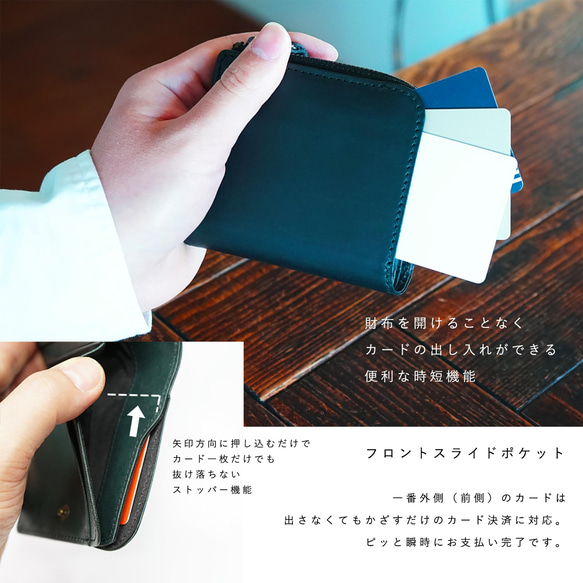 [送料無料] クイックなお支払いを追求した コンパクトLファスナー2つ折り財布 マイクロウォレットLF リスシオ® 10枚目の画像