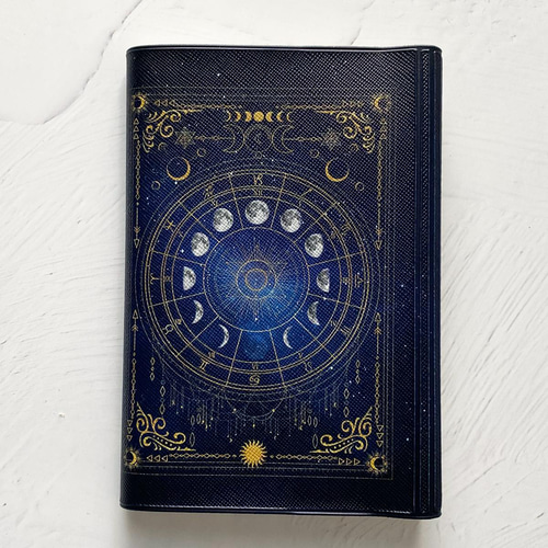 月の満ち欠け・12星座（ギャラクシー） ブックカバー・手帳カバー（A6