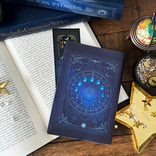月の満ち欠け・12星座（ギャラクシー） ブックカバー・手帳カバー（A6