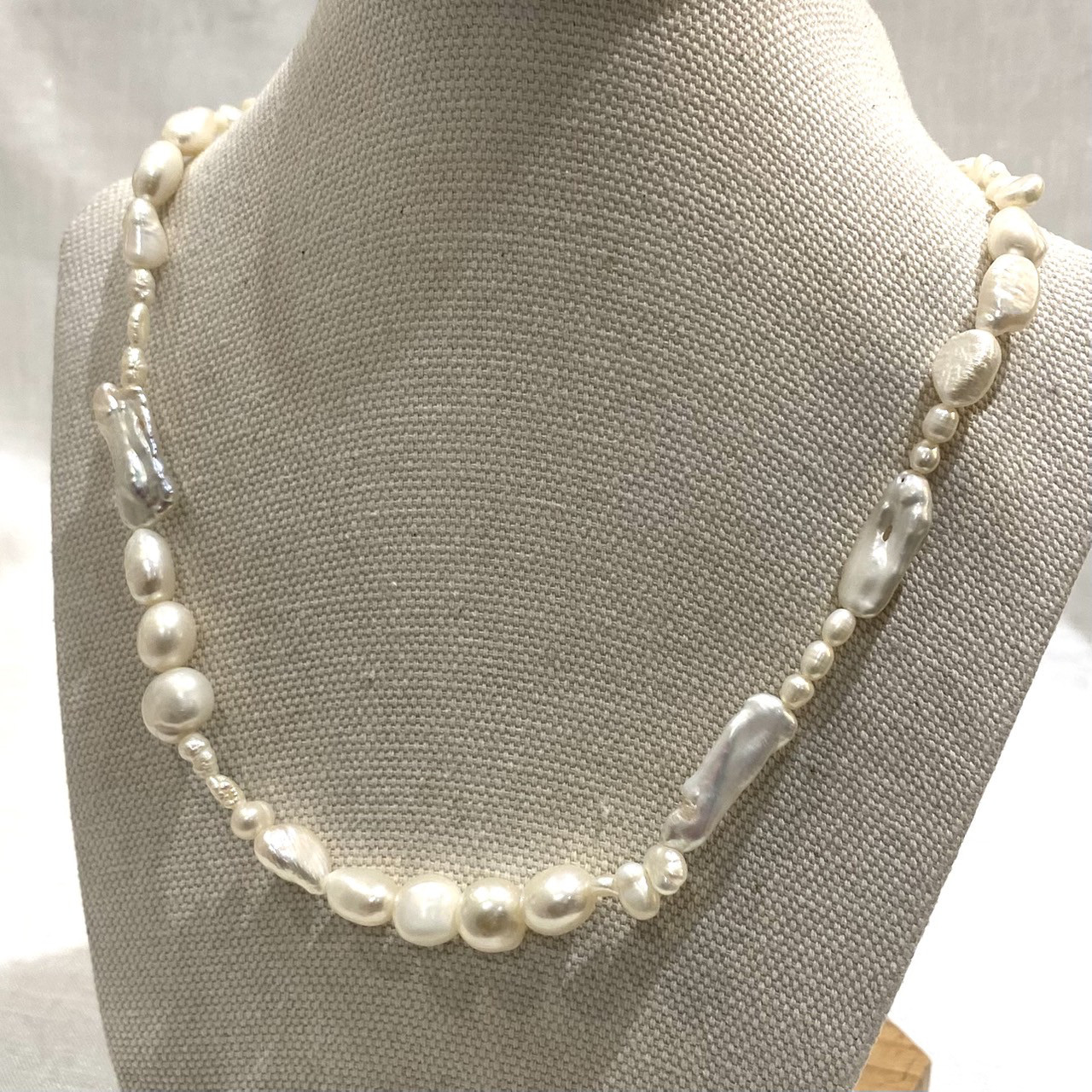 【淡水バロックパール】 ４０cm　ネックレス　14K GOLD FILLED マンテル 金具 14KGF