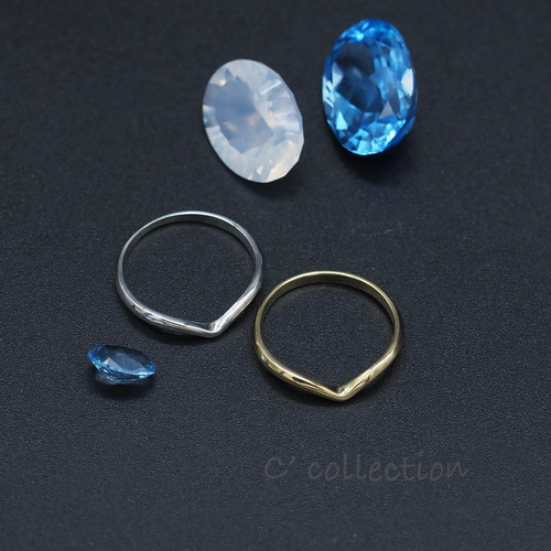 Cg-1 K18 Yellow Gold & Silver950 WV Ring V字リング ゴールド 重ね 