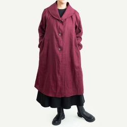 秋の定番人気　再販します【大人のための可愛いコート】　ぶどう　リネン 5枚目の画像