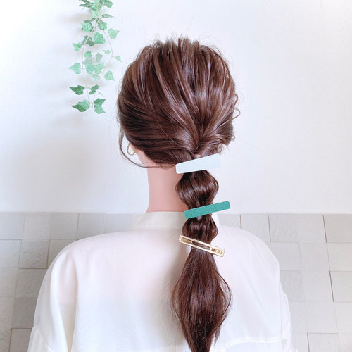 ♥️100 【2点で800円】 レザー ヘアクリップ ② ／ ヘアピン 本革