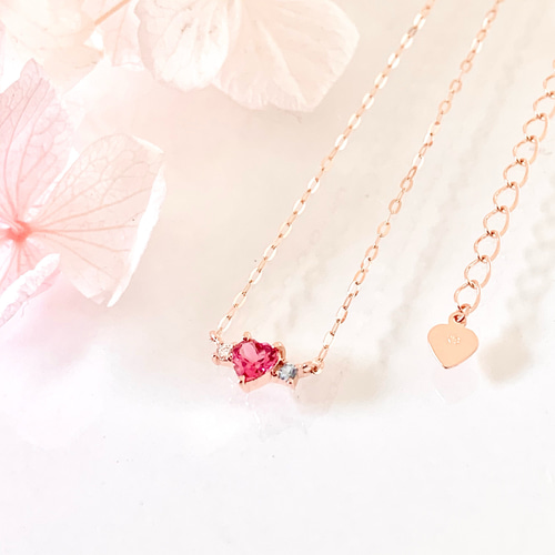 タイムセール中！！ K10ネックレスピンクトルマリンハート45センチ 10月誕生石 K10 ピンクゴールド ピンクトルマリン ハート