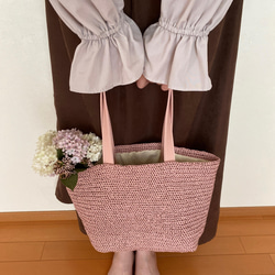 オレンジ 編み込み かごバッグ Rチャーム付き オレンジ 編み込み かごバッグ Rチャーム付き オレンジ 編み込み かご