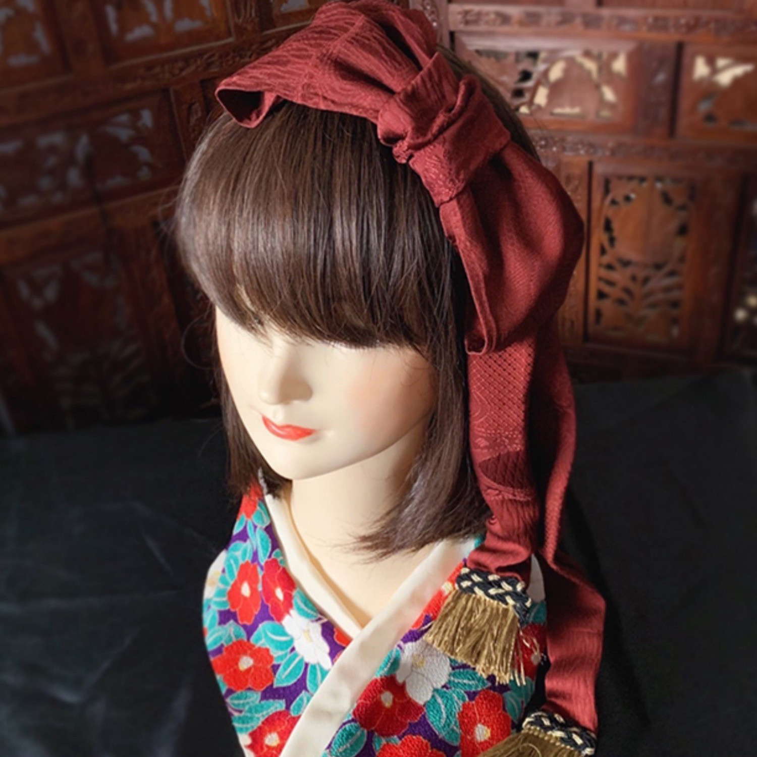 【送料無料】卒業式　袴　髪飾り　リボン　レトロ　和モダン　大正ロマン　恋せよ乙女のハイカラ折リボン【色変更可能】