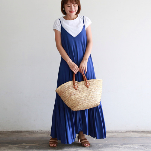 美品 3 ET DEMI 別注 リネン ティアードワンピース ブルー Dream garden ワンピース セーラー襟ティアードワンピース