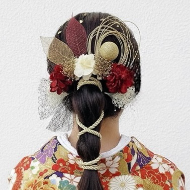 成人式　髪飾り　成人式髪飾り　水引き髪飾り　レッド×ホワイト　水引き　水引　卒業式髪飾り　和装髪飾り　ヘッドパーツ　和装