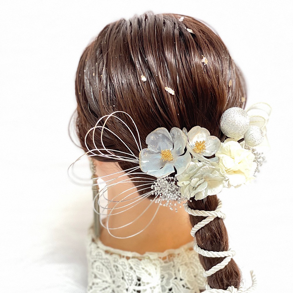 成人式　髪飾り　成人式髪飾り　クリアフラワー　和装　ウェディング　アメリカンフラワー　卒業式　卒業式髪飾り　振り袖