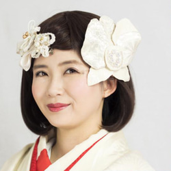 婚禮新娘日本婚禮白色純新娘頭飾婚禮 (日本婚禮) 蝴蝶蘭日本工藝 bijou 裝飾 第1張的照片
