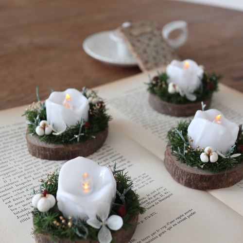 キャンドルホルダー クリスマス キャンドルリース 木 キャンドル
