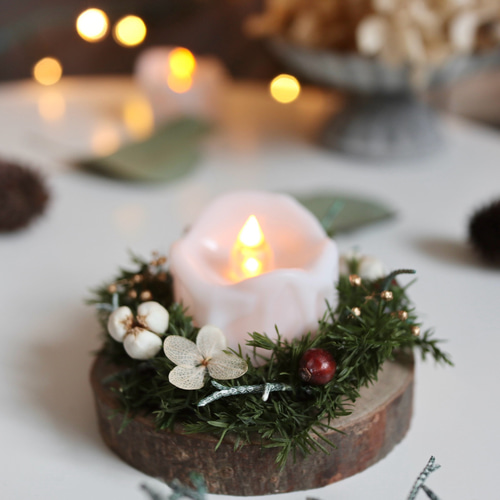 キャンドルホルダー クリスマス キャンドルリース 木 キャンドル