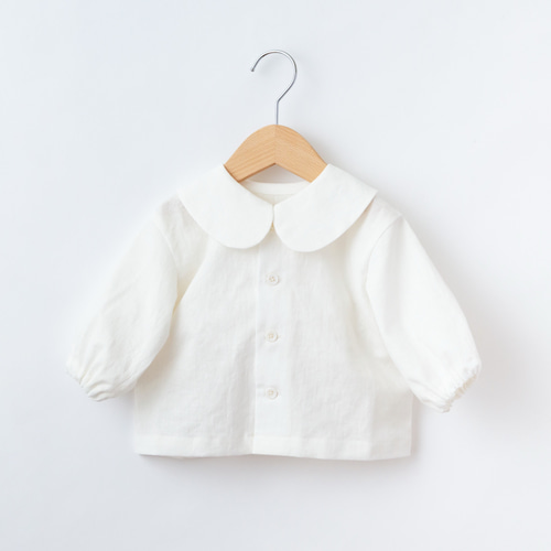BABY丸襟ブラウス(ホワイト) スムース丸襟ブラウス(70~90cm)(S(70-80cm) ホワイト): 新生児/ベビー
