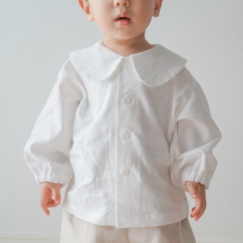 大きな丸襟長袖ブラウス（オフホワイト）｜80サイズ 90サイズ 100