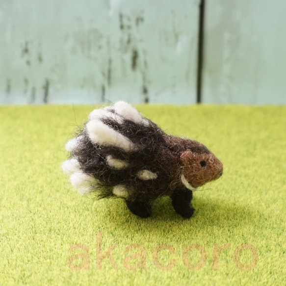 【受注制作作品】もこもこマスコット・U動物園シリーズ　ヤマアラシのニノジュン　☆羊毛フェルティング☆あかころ☆ 3枚目の画像