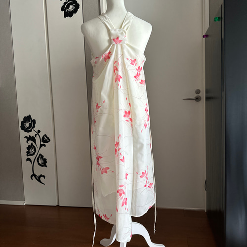 sale！着物リメイク ポリエステル絽からバッククロス ワンピース
