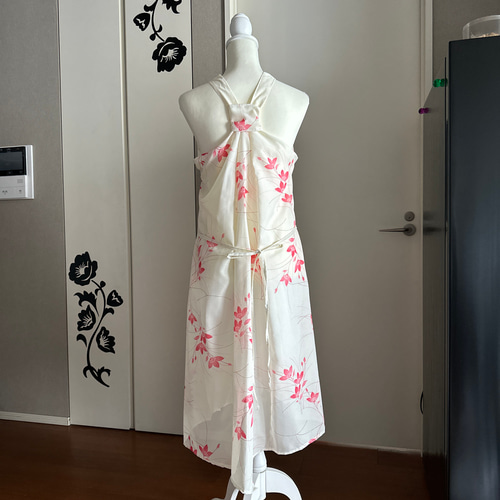 sale！着物リメイク ポリエステル絽からバッククロス ワンピース