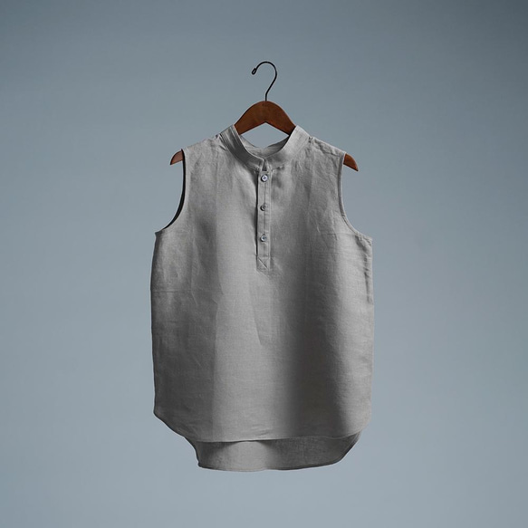 [wafu] Miyabi 亞麻襯衫 立領亞麻襯衫 也適用於內衣/淡褐色 p005b-hbm1 第9張的照片
