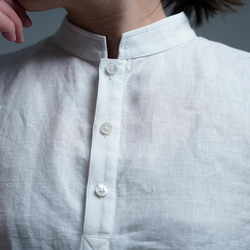 【wafu】雅亜麻 linen shirt スタンドカラー リネンシャツ インナーにも/白色 p005b-wht1 6枚目の画像