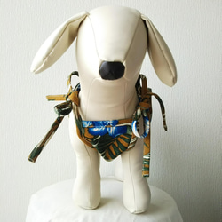 綿メロンクロスプリント生地を使った小型犬キャミソールワンピース犬服とお揃いの大人服ＬＬサイズサルエルタイプサロペットパン 4枚目の画像