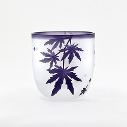 もみじのぐい呑みグラス－紫紅葉 1枚目の画像