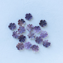 紫胎貝細工桜と天然石アメジストのかんざし　黒檀　木製　簪　和装髪飾り　 10枚目の画像