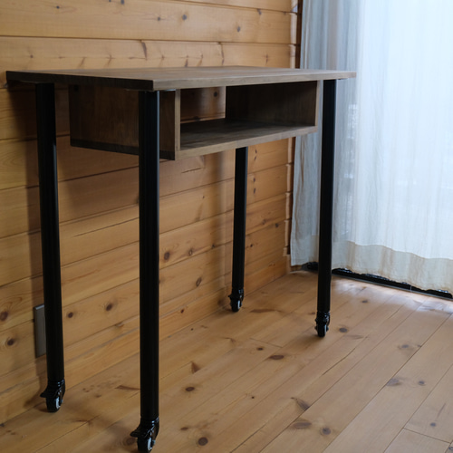 新作】96. Work Desk 棚&キャスター付き 90×40 組立工具不要