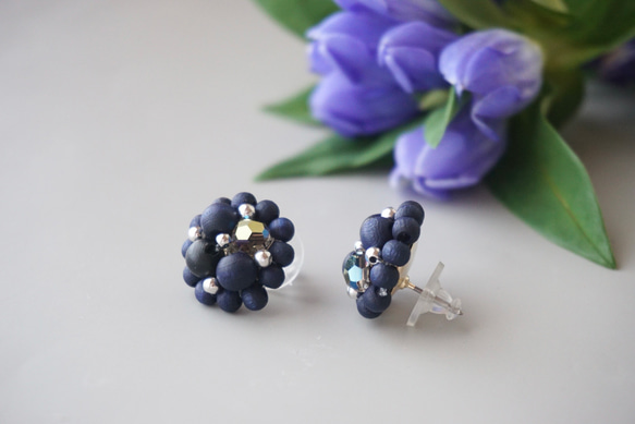 Kinonukumori 耳環/海軍藍/定制 第11張的照片