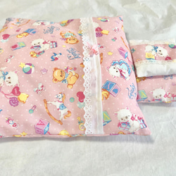 ぽぽちゃんのネコちゃん模様のお布団   ピンク 5枚目の画像