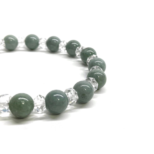 ビルマ翡翠 ブレスレット 天然石ブレスレット 8mm (カットボタン水晶