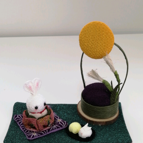 ちりめん歳時記「秋のお月見」 白うさぎのお月見 つまみ細工 その他