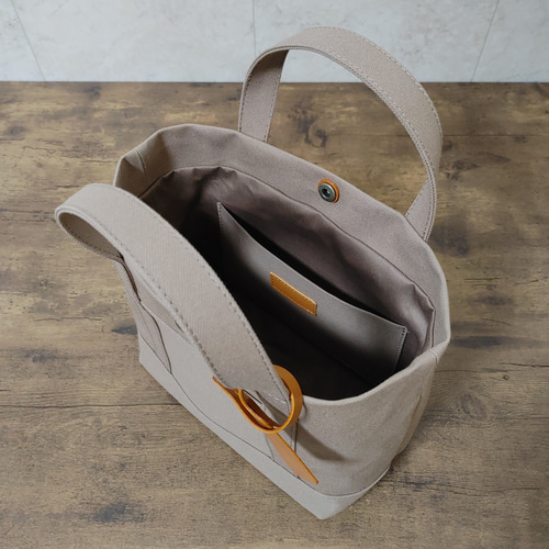 ８号帆布トート(ショルダーバッグ/フロントタイプ)ベージュ まめちゃん 8号帆布トート(ショルダーバッグ/フロントタイプ)ベージュ まめ