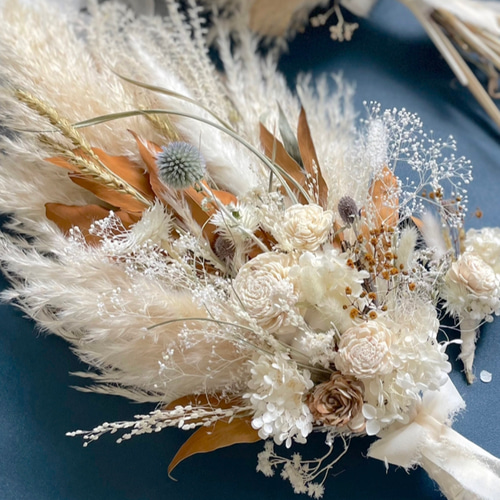 パンパスグラスとグレビレアブーケスワッグ （ドライフラワー） ブーケ