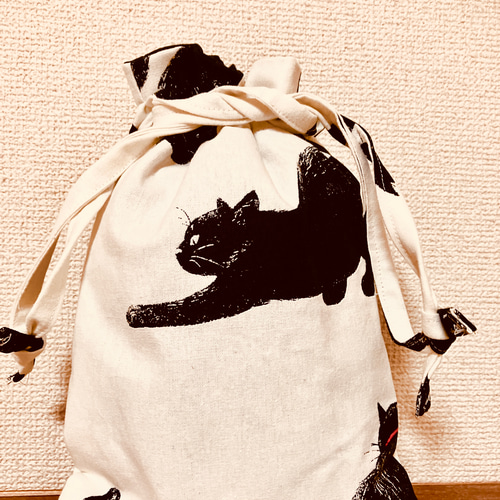 ◇冬のセール◇黒猫の猫バッグ。 エコバッグやマルシェバッグとして