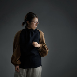 【wafu】雅亜麻 Linen Turtleneck シャリーング ネック インナーとしても/黒色 p014c-bck1 5枚目の画像