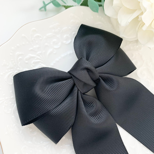 ビッグダブルリボン 黒 ブラック フォーマル 冠婚葬祭 卒業式 入学式
