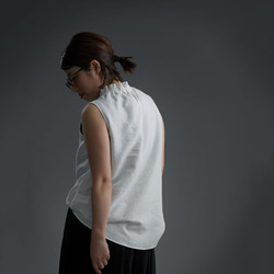 【wafu】雅亜麻 Linen Turtleneck シャーリング ネック インナーとしても/白色 p014c-wht1 3枚目の画像