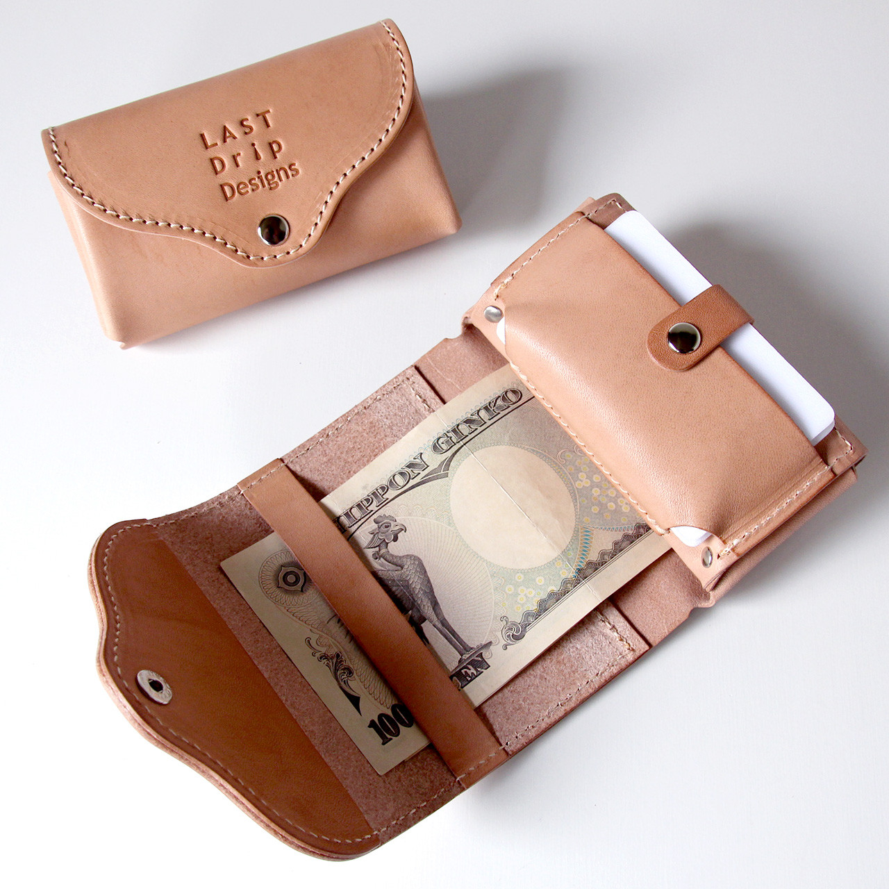 お札を折らない ロールウォレット シングル 牛革 レザー ヌメ革 本革 日々を刻む日記帳 nfl hnd Creema店