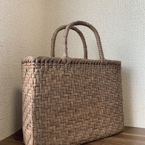 国産山葡萄 手作り かごバッグ 網代編み A4サイズ適応 かごバッグ