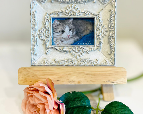 油絵 専用 嵐の訪れを伝える猫 サバトラ白ちゃん編 油絵 専用 嵐の訪れ