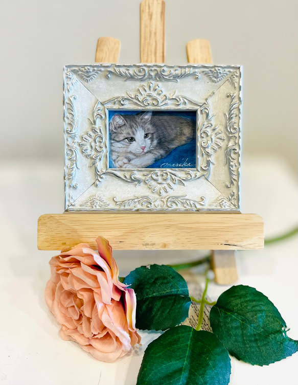 原画 猫 ねこ ※額装済み 昔の作品をあげてみる。5センチ位のミニ額サイズ。 まだオーダーを取っ