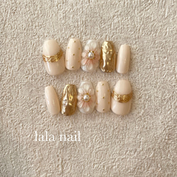 【サイズオーダー用】ぷっくりフラワーネイルチップ 　ネイルチップ ネイルチップ ぷっくりフラワーネイル ネイルチップ（つけ爪） lala