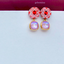 イミテーションモルフォウィングガラスとオパールのピアス ピアス