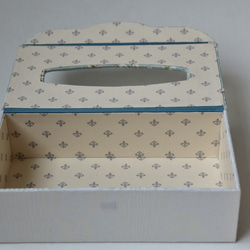 再販【カルトナージュ】イギリスの小鳥のファブリックで作るティッシュボックス　サックスブルー 3枚目の画像