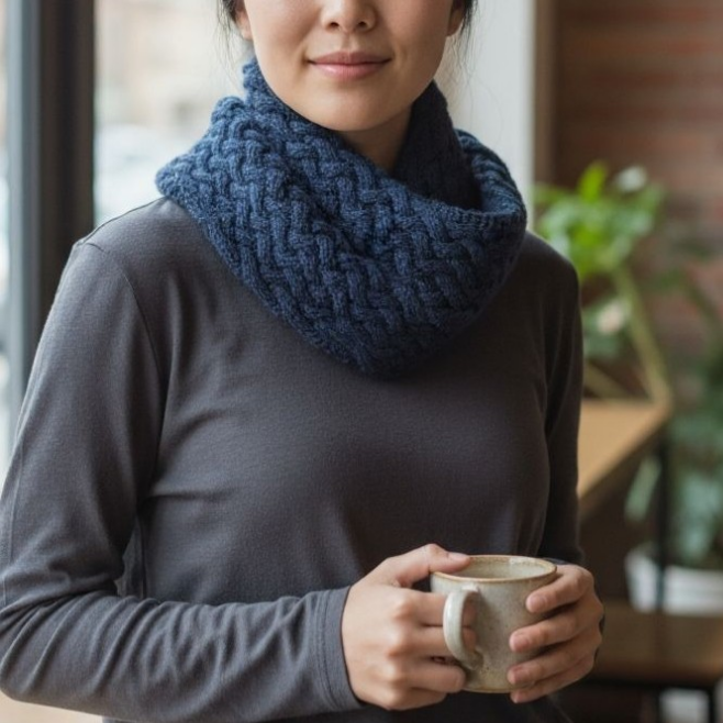 カシミヤ級の肌触り♡100%ヤクのリバーシブルスヌード【ターコイズ】