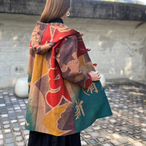 古布リメイクハーフコート】作家一点物オリジナル綿100％ミセス  