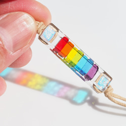 閃亮的彩虹色玻璃“彩虹[大號][7 種顏色]”手鍊/腳鍊[長度和金屬自由選擇] &lt;&lt;免運費&gt;&gt; 第4張的照片