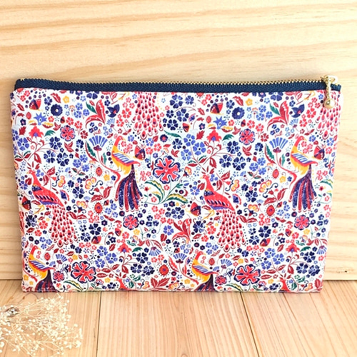 リバティ 20cmファスナー フラットポーチ＜Juno 