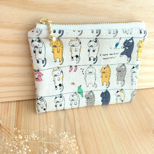 ねこ大集合！ ＜洗濯ねこ＞ 10cmファスナー ミニミニポーチ 猫