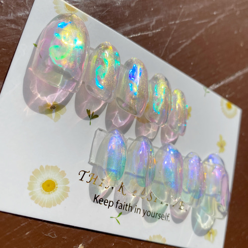 オーロラ ネイルチップ ニュアンスぷっくりちゅるん夏波模様フラッシュno.81 オーロラ ネイルチップ ニュアンスぷっくりちゅるん夏波模様フラッシュ